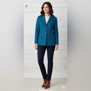 Jessica Plus Vintage Blue Wool Button Down Blazer Jacket Size 1X